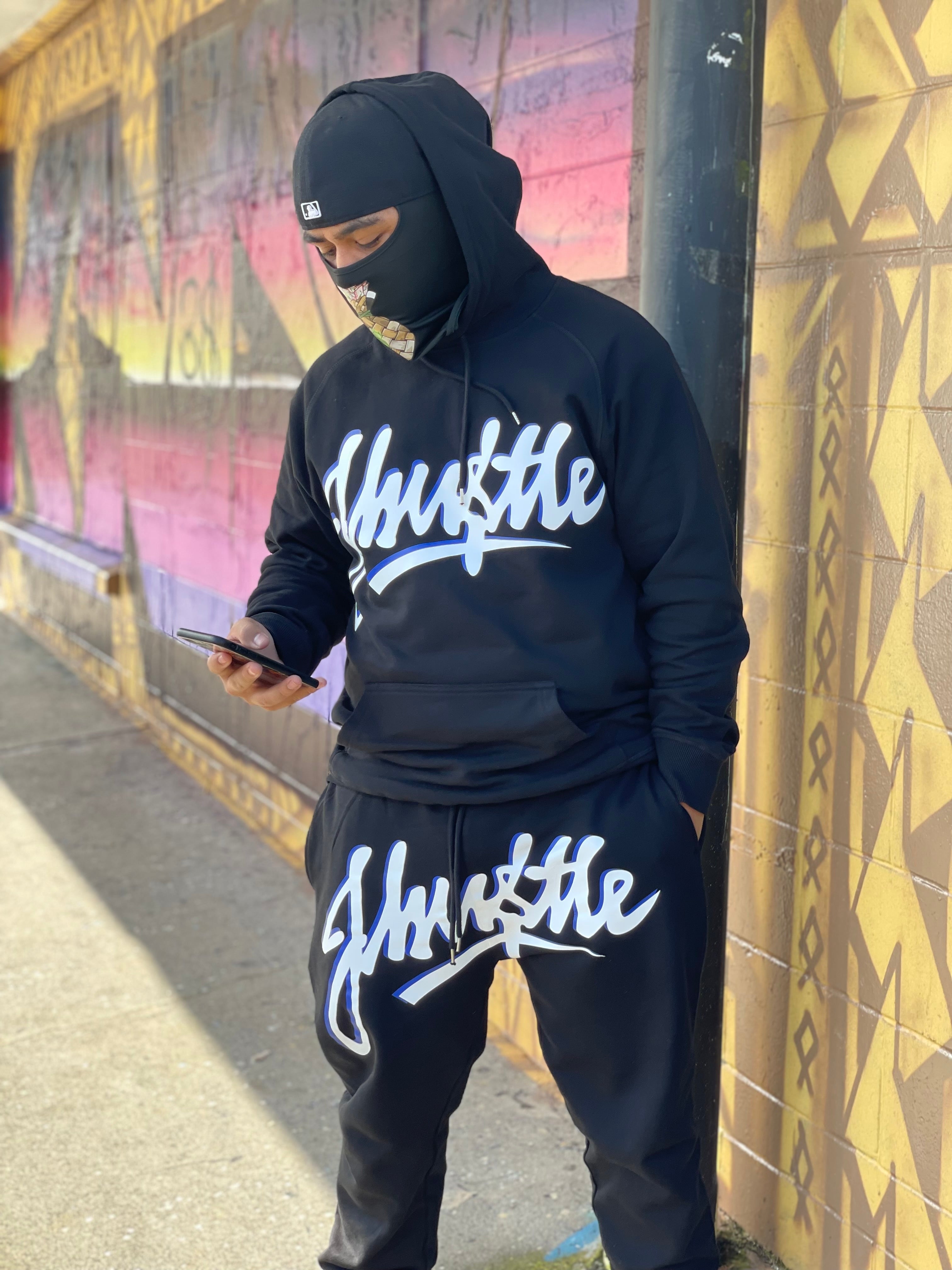J-Hu$tle Graffiti Blue & White Tracksuit