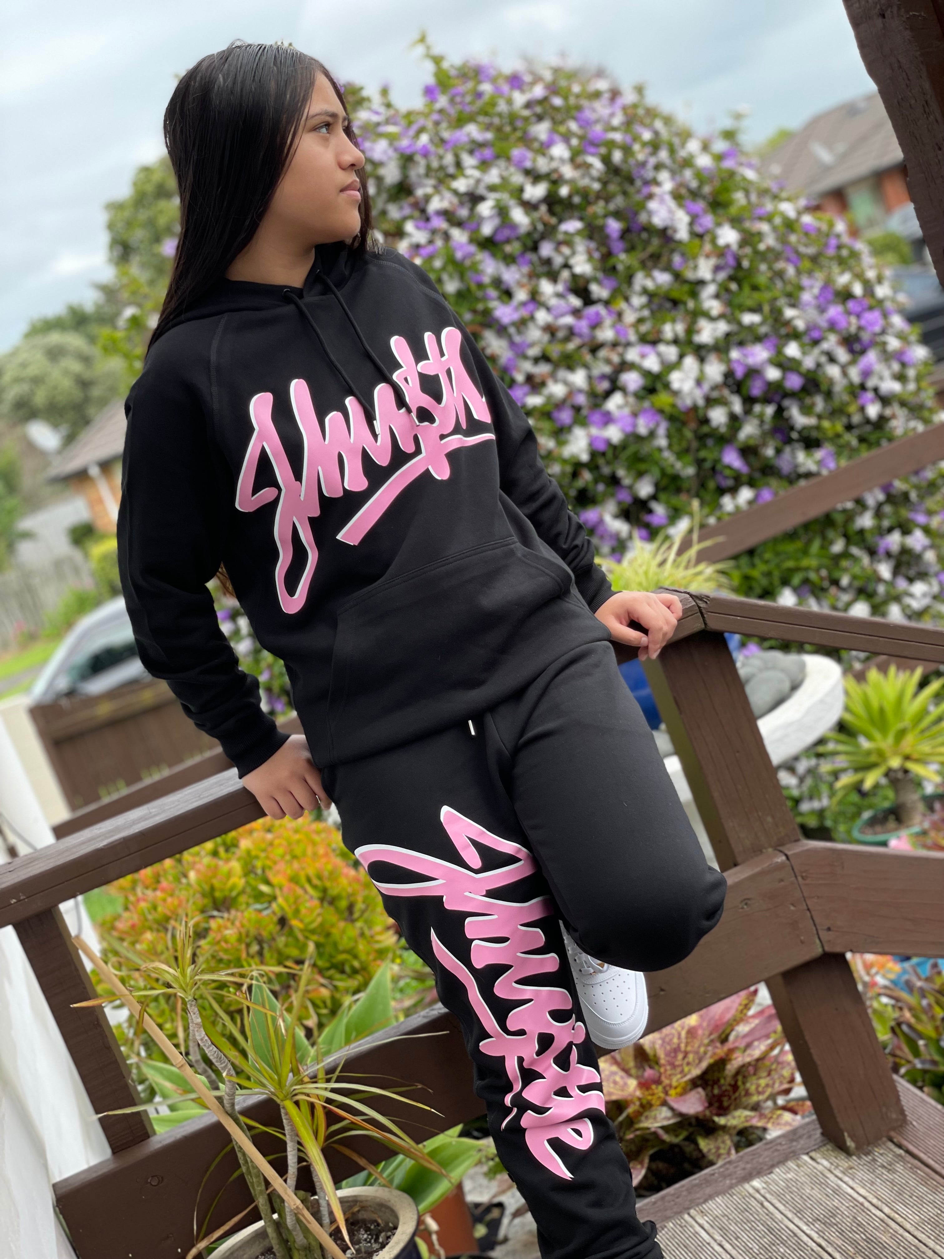 J-Hu$tle Graffiti Pink & White Tracksuit