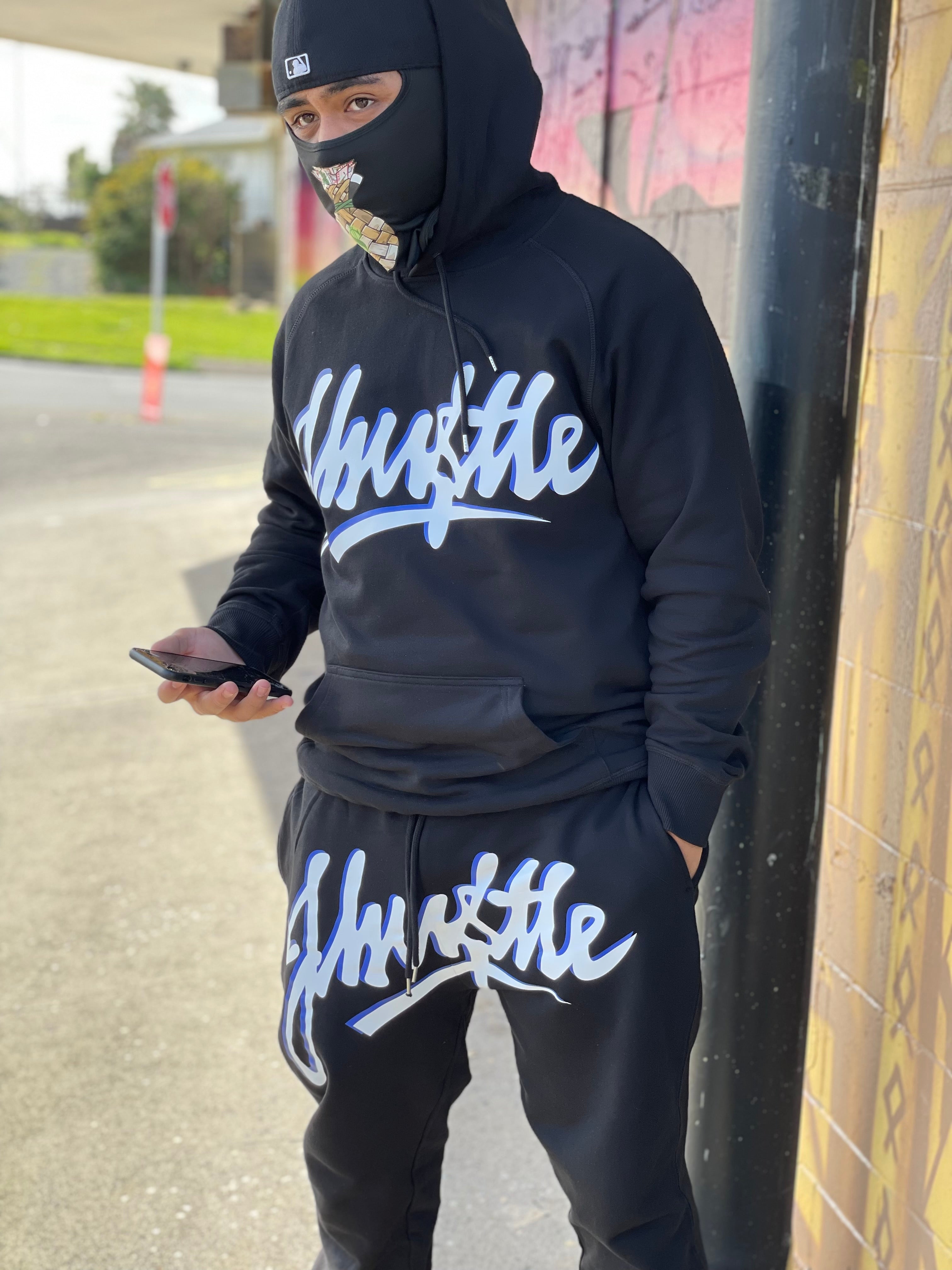 J-Hu$tle Graffiti Blue & White Tracksuit