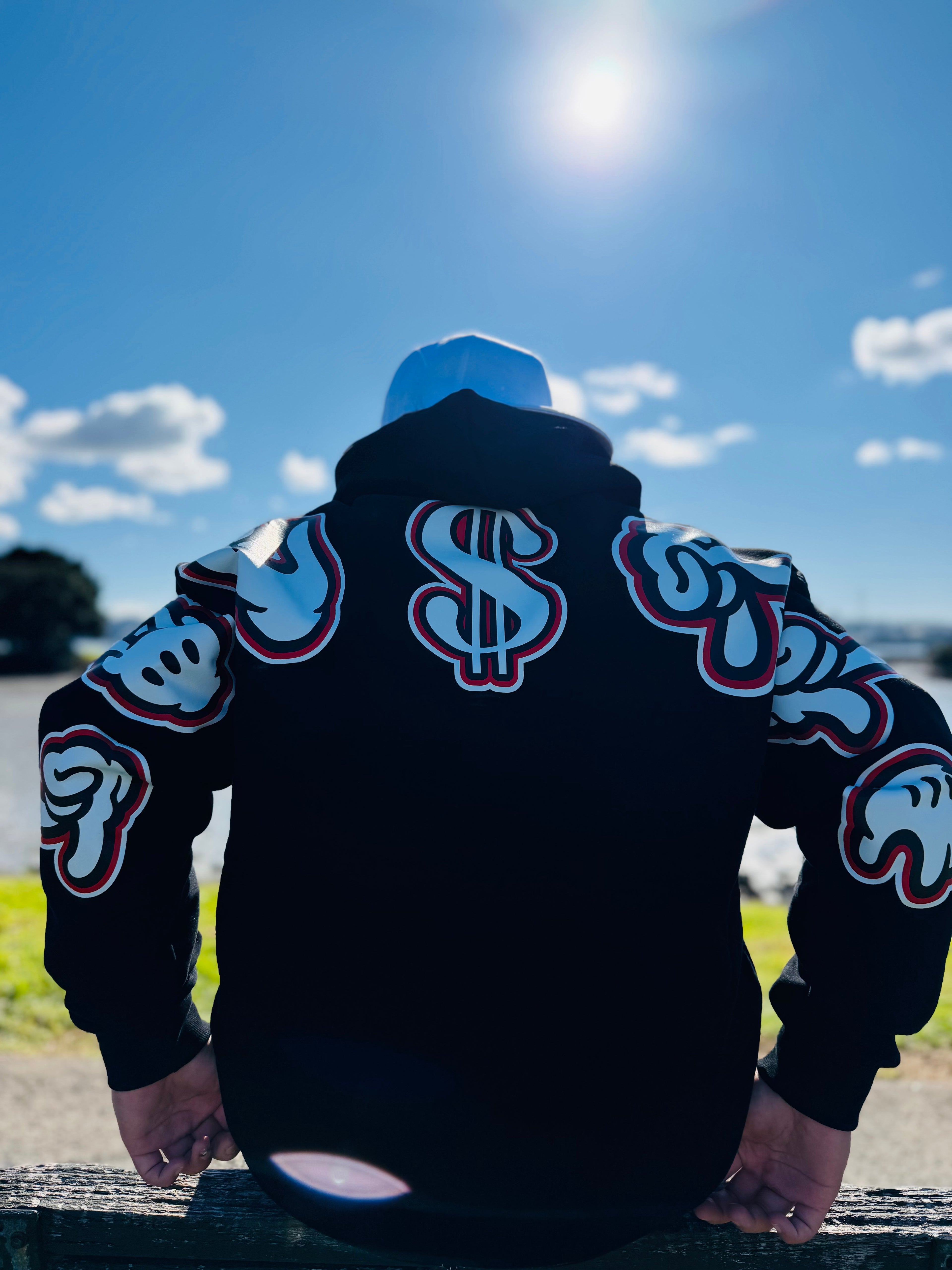 J-Hustle Gloves On Hoodie