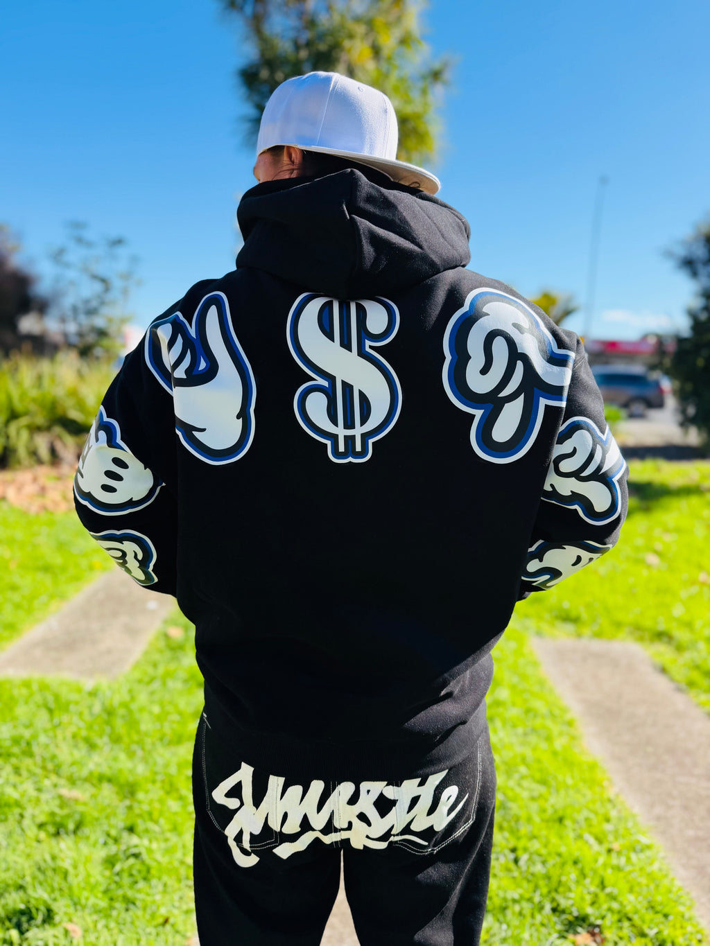 J-Hustle Gloves On Hoodie