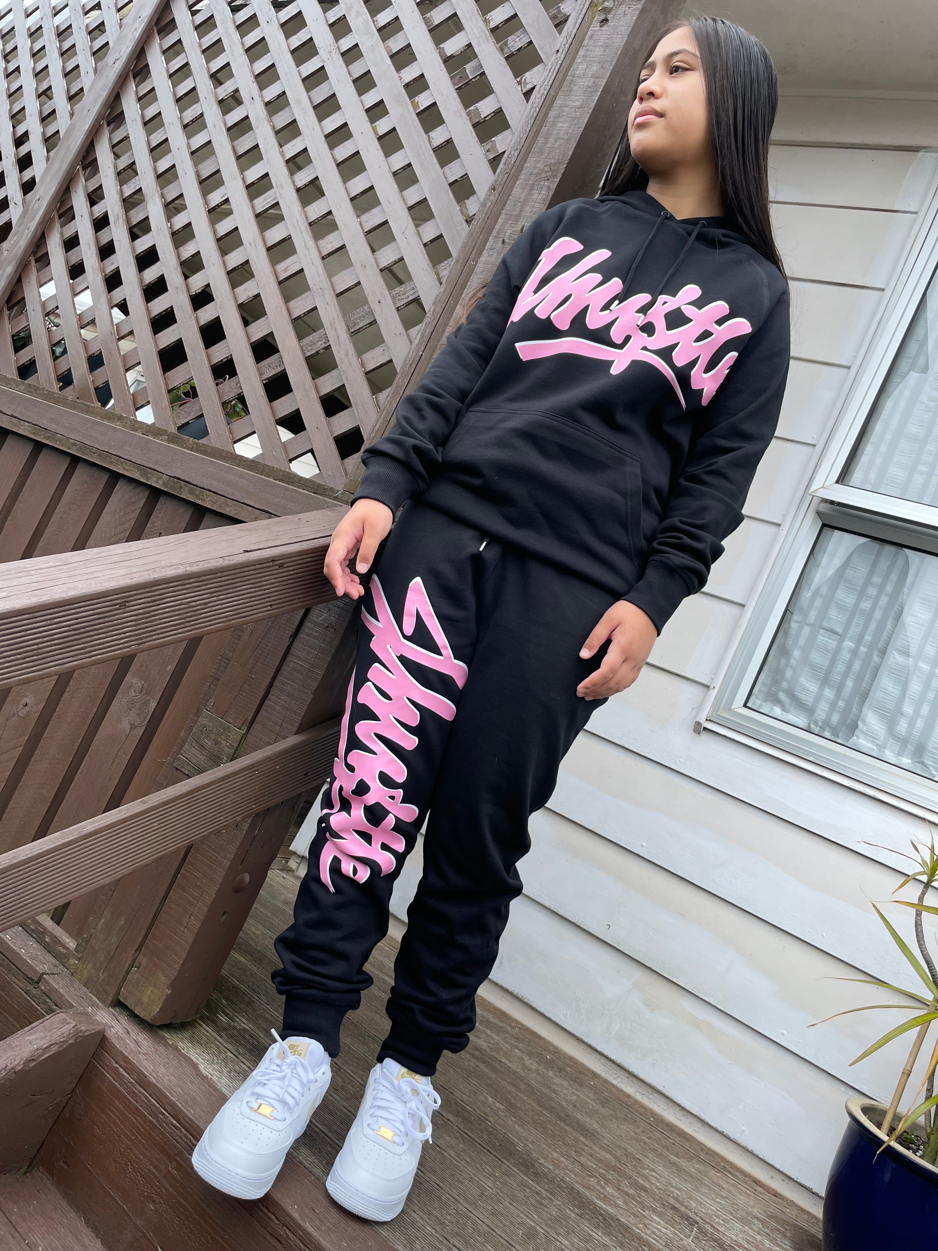 J-Hu$tle Graffiti Pink & White Tracksuit