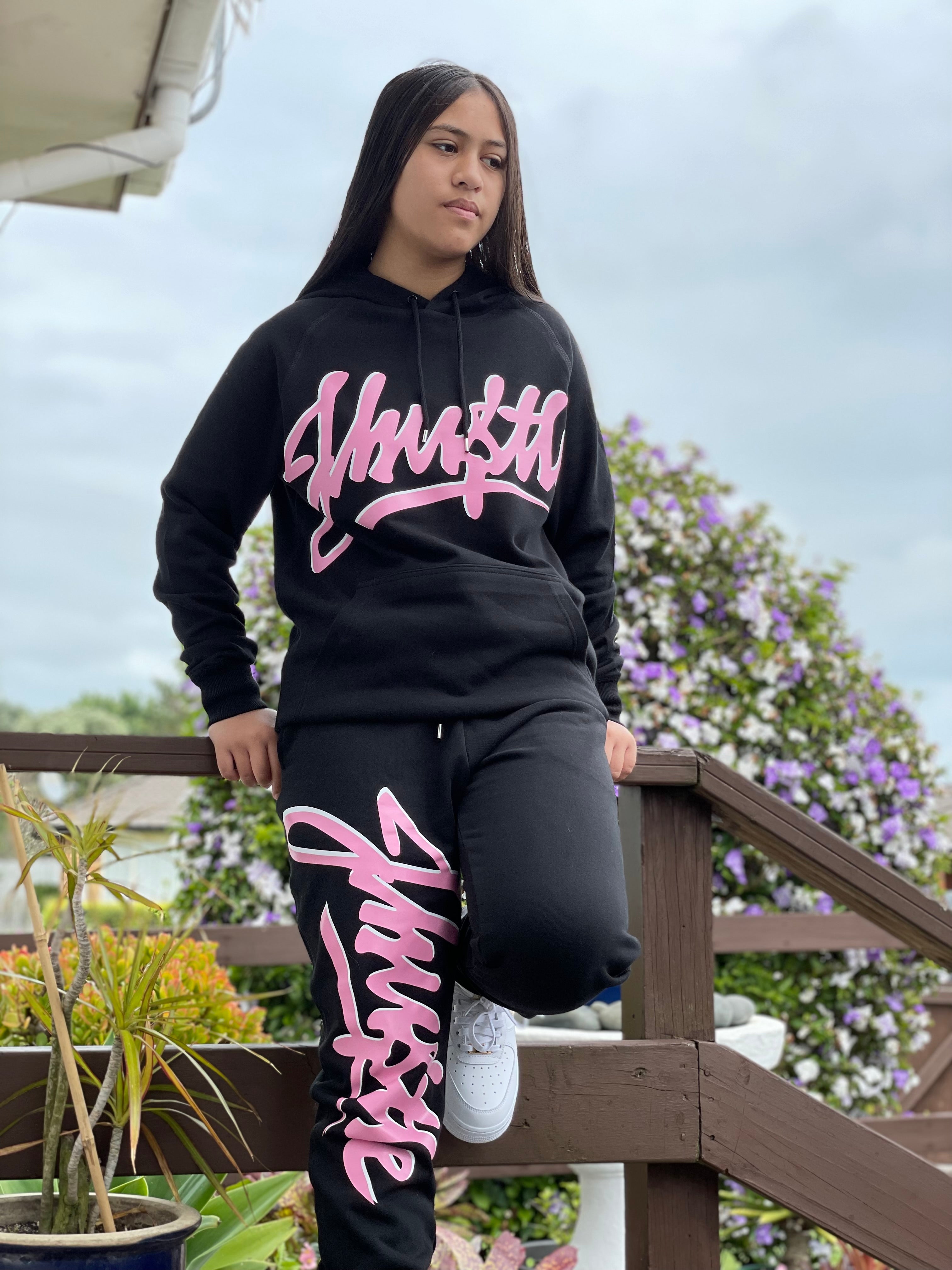 J-Hu$tle Graffiti Pink & White Tracksuit