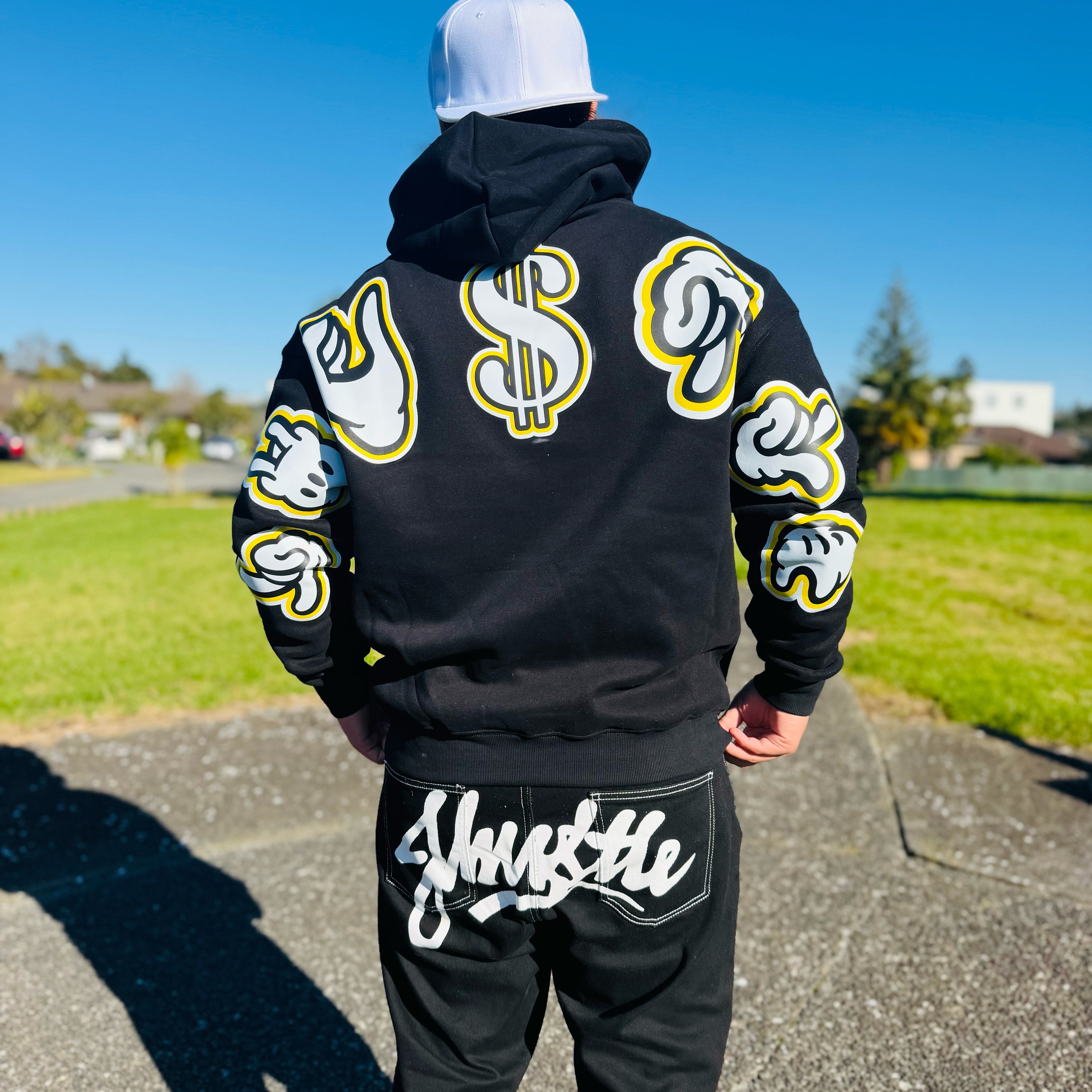J-Hustle Gloves On Heavyweight Hoodie