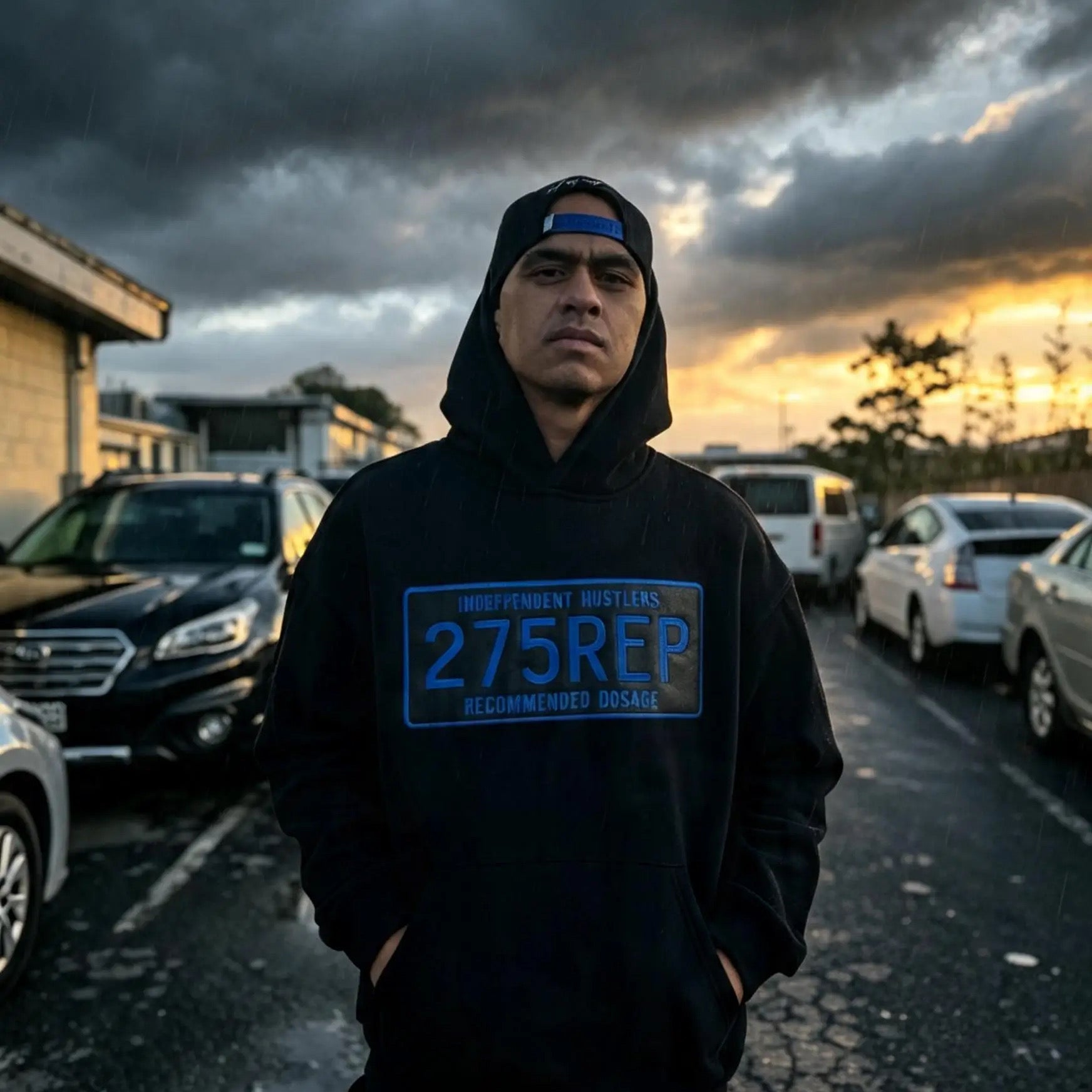 J-Hustle 275REP Number Plate Hoodie – Blue